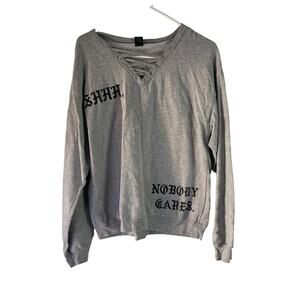 Cold Crush Women's Size XL Shhh..Nobody Cares Graphic Streetwear Sweater